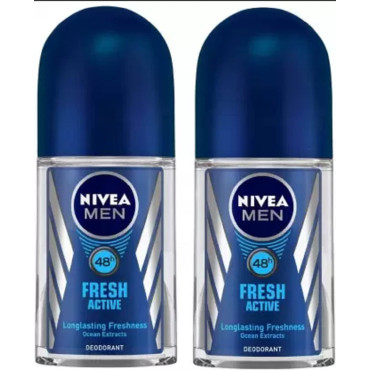NIVEA Fresh Active RollOn Deodorant Roll-on - For Men (100 ml, Pack of 2)
