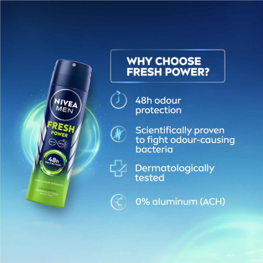 NIVEA Men Fresh Power Deodorant Spray , 150Ml, Pack Of 1