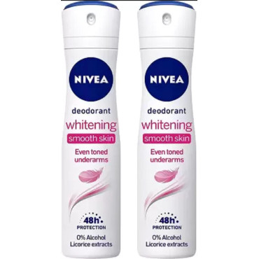 NIVEA Deodorant, Whitening Smooth Skin, Women, 150 ml Deodorant Spray - For Women (300 ml, Pack of 2)