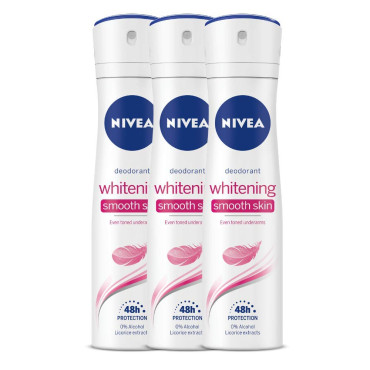 Nivea Whitening Smooth Skin Deodorant for Unisex, 150ml (Pack of 3