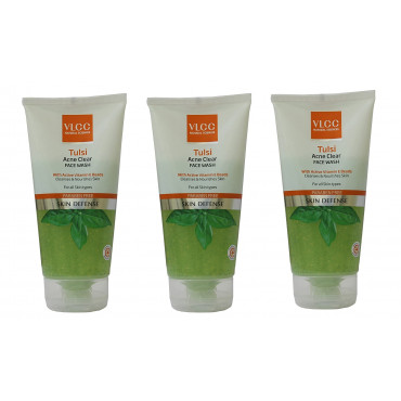 VLCC Tulsi Acne Clear Face Wash Combo (150g*3) (Pack of 3)
