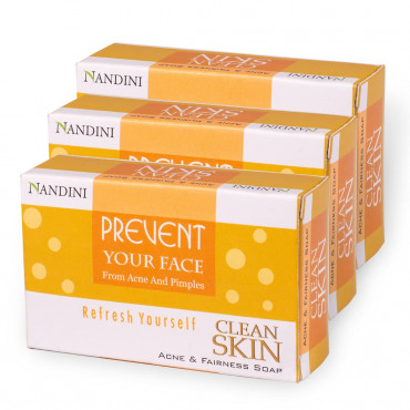 Nandini Clean Skin Acne and Fairness Soap, 75g (Pack of 3)