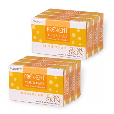 Nandini Clean Skin Acne and Fairness Soap, 75g (Pack of 6)