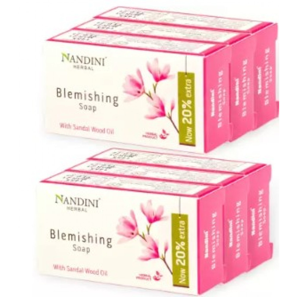 Nandini Herbal Blemishing Soap Enriched With Sandalwood Oil for Man & Women, 30gm. (Pack of 6)  (6 x 30 g)