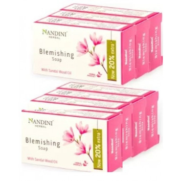 Nandini Herbal Blemishing Soap Enriched With Sandalwood Oil for Man & Women, 30gm. (Pack of 7)
