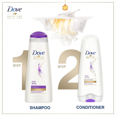 Dove Daily Shine Shampoo 340 ml, For Dry and Damaged Hair, Strengthening Shampoo Gives Smooth and Strong Hair - Mild Daily Shampoo for Men & Women