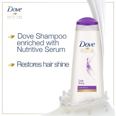 Dove Daily Shine Shampoo 340 ml, For Dry and Damaged Hair, Strengthening Shampoo Gives Smooth and Strong Hair - Mild Daily Shampoo for Men & Women