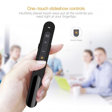 Laser Presenter, 2.4GHz Wireless USB PowerPoint Presentation Remote Control Pointer Clicker Presenter Laser Flip Pen with Clip
