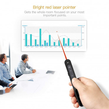 Laser Presenter, 2.4GHz Wireless USB PowerPoint Presentation Remote Control Pointer Clicker Presenter Laser Flip Pen with Clip
