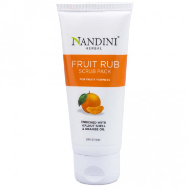 Nandini Herbal Fruit Rub Scrub Pack, For Fruity Fairness, Enriched With Walnut Shell & Orange Oil, Pack of 2