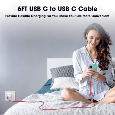 Type-C To Type-C Cable (Pack of 2) 65W Compatible With Smartphone(Oneplus 9 Pro 9 8T) Fast Charging 6.5A Warp Charge Usb C To Usb C,1 Mtr Super Fast Charging Cord Compatible With S21 S21 Ultra Fold