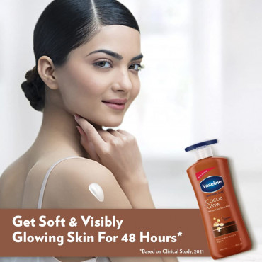 Vaseline Intensive Care 24 hr nourishing Cocoa Glow Body Lotion with Cocoa And Shea Butter, Restores Glow for all skin type - 400 ml
